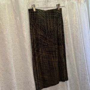 Olive green & black design pencil skirt